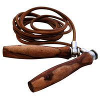 Thumbnail for Ampro Wooden Handle Leather Skipping Rope
