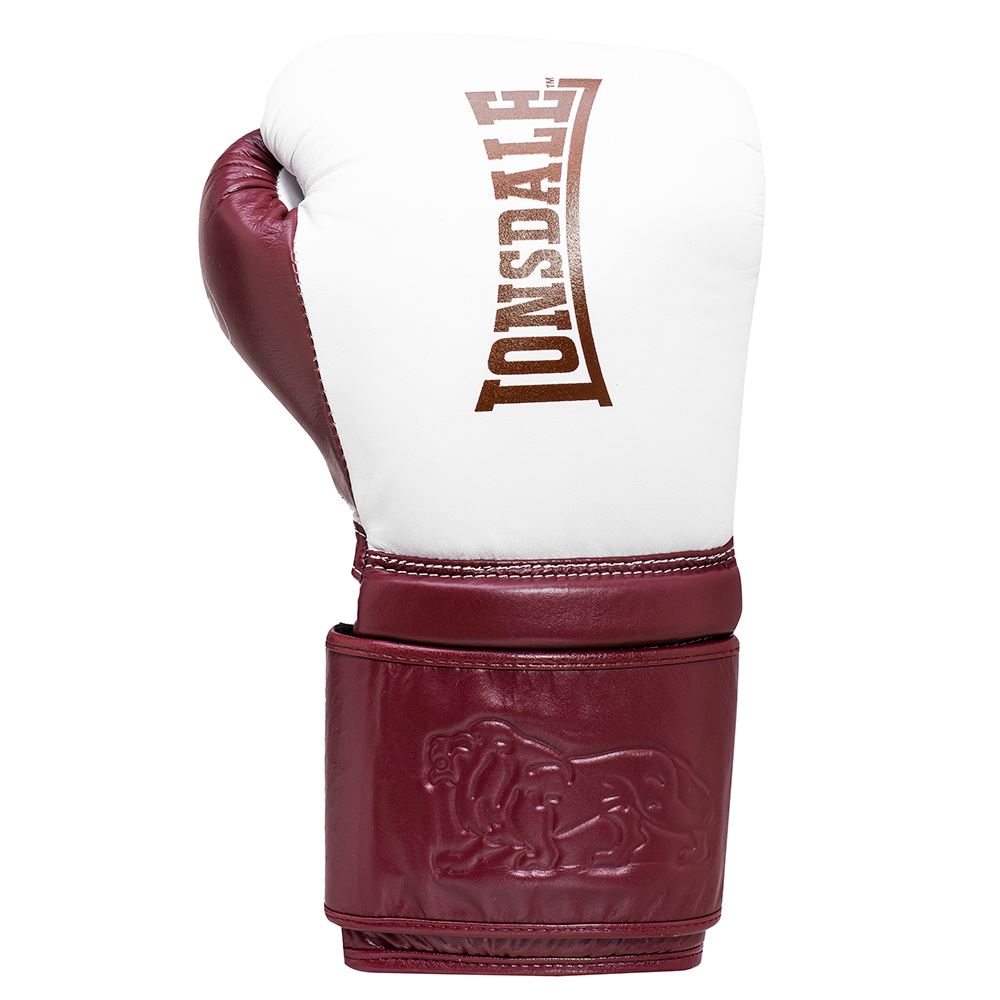 Lonsdale L60 Hook & Loop Training Glove  White/Maroon 12oz