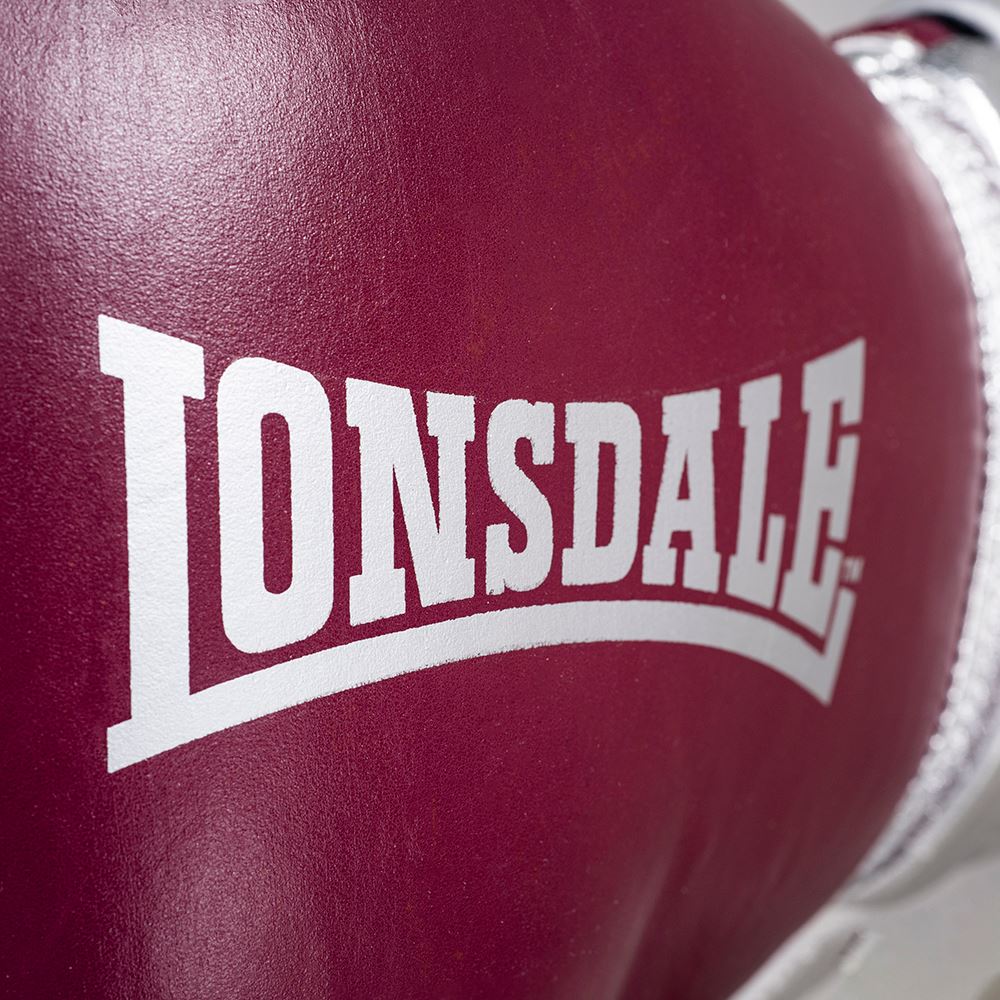 Lonsdale L60 Hook & Loop Training Glove  White/Maroon 12oz