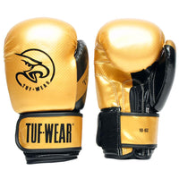 Thumbnail for Tuf Wear Tornado Kids Safety Spar Gloves Gold/Black 10oz