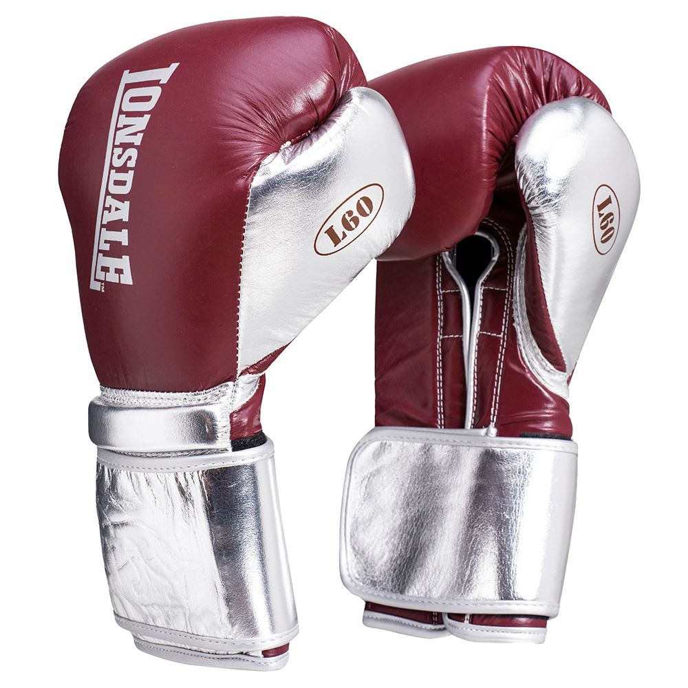 Lonsdale L60 Hook & Loop Training Glove  White/Maroon 12oz