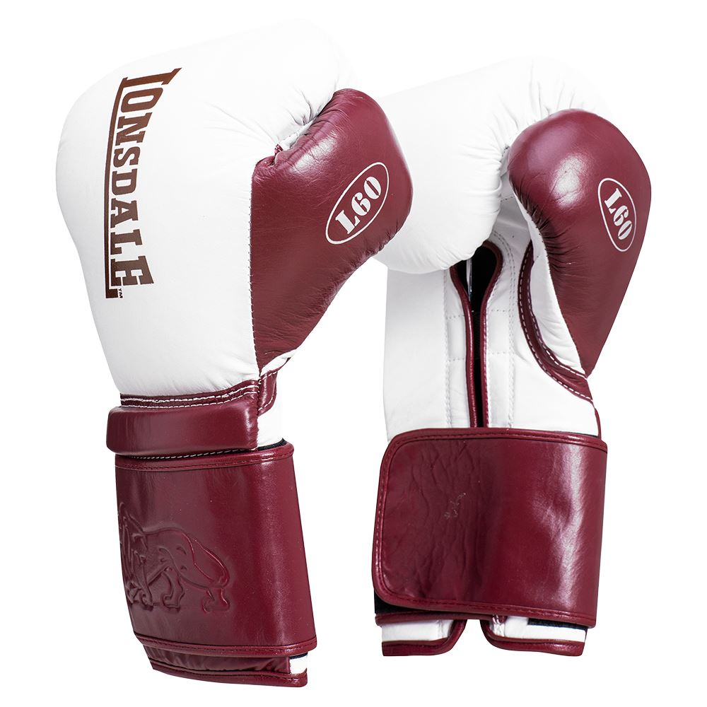 Lonsdale L60 Hook & Loop Training Glove  White/Maroon 12oz