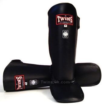 Twins Black Slim Padded Shin Pads